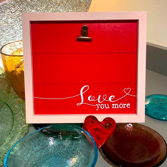 Other - NWT 9”x9.5”wood”Love you more.”picture frame w/ easel. Metal clasp secures image